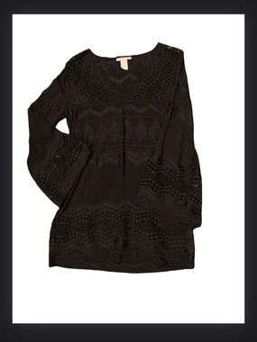 Black bell sleeve mini dress